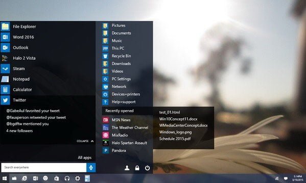 Menu Iniciar do Windows 7 no Windows 10