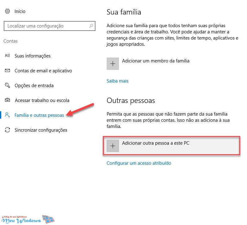 Conta de usuário local no Windows 10