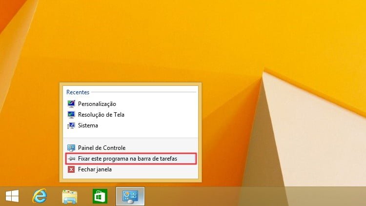 Fixar o Painel de Controle na barra de tarefas do Windows 8.1