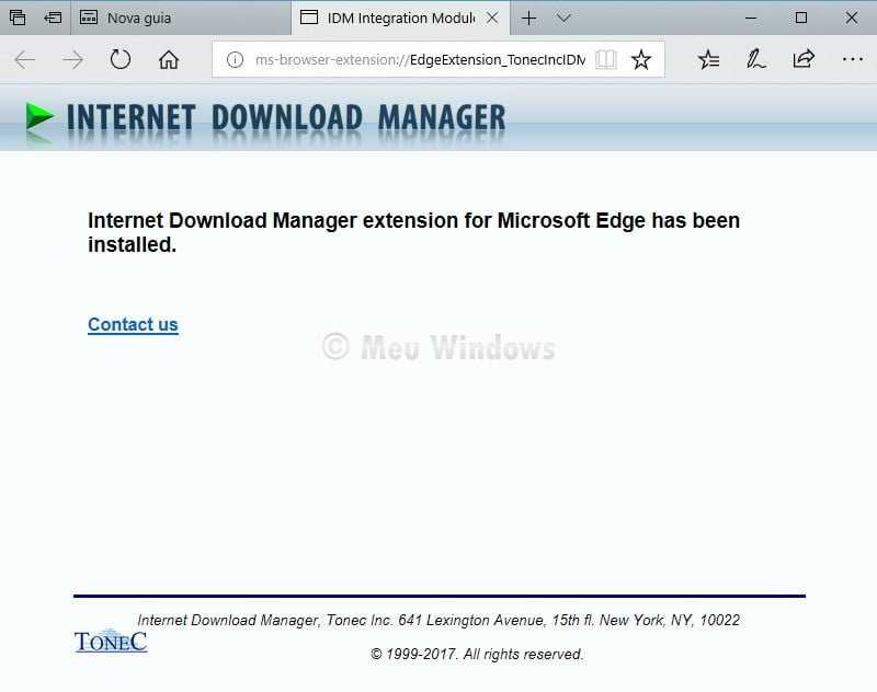 Extensão IDM no Microsoft Edge
