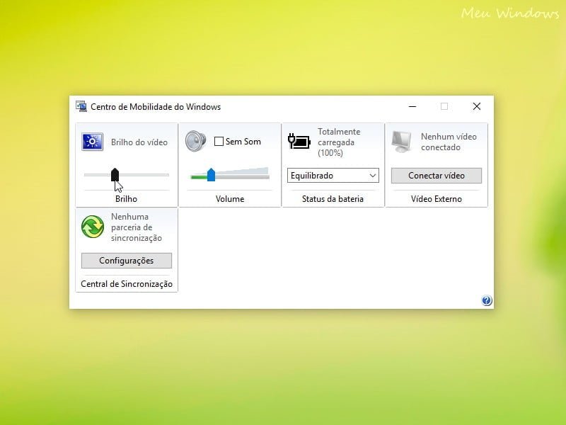 Ajustar o brilho da tela com o Centro de Mobilidade do Windows