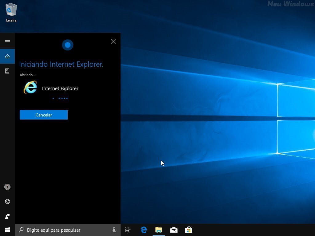 Encontrar o Internet Explorer no Windows 10