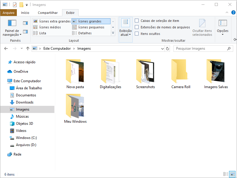 Mostrar itens ocultos no Explorador de Arquivos do Windows 10.
