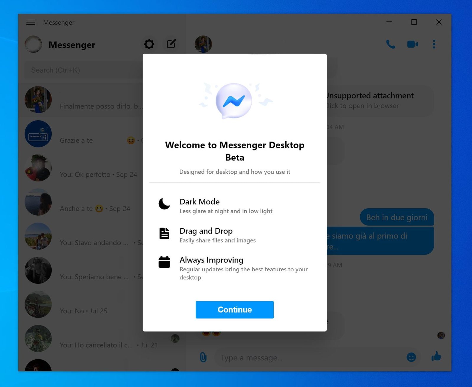 Facebook Messenger Desktop Beta