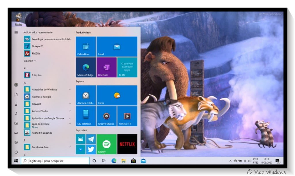 Tema A Era do Gelo para Windows 10.