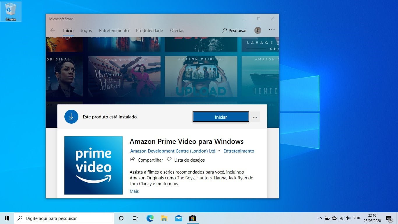 Amazon Prime Video para Windows 10 na Microsoft Store